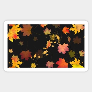 Autumn Scattered Leaf Design - Fall Leaves - Maple Leaves  - Autumn Colours - Black Background Sticker